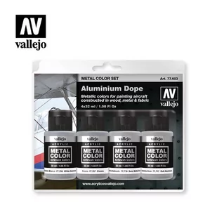 Vallejo Zestaw Metal Color 4 farby - Aluminium Dope Vallejo 77603 - Kolejki i akcesoria - miniaturka - grafika 1