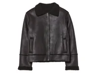 Kurtki i płaszcze dla chłopców - pepperts!® Kurtka dziecięca w stylu ramoneski, z kożuszkiem (128, Czarny) - miniaturka - grafika 1