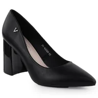 Czółenka - Czółenka damskie na ozdobnym słupku czarne Vinceza 62220 - miniaturka - grafika 1