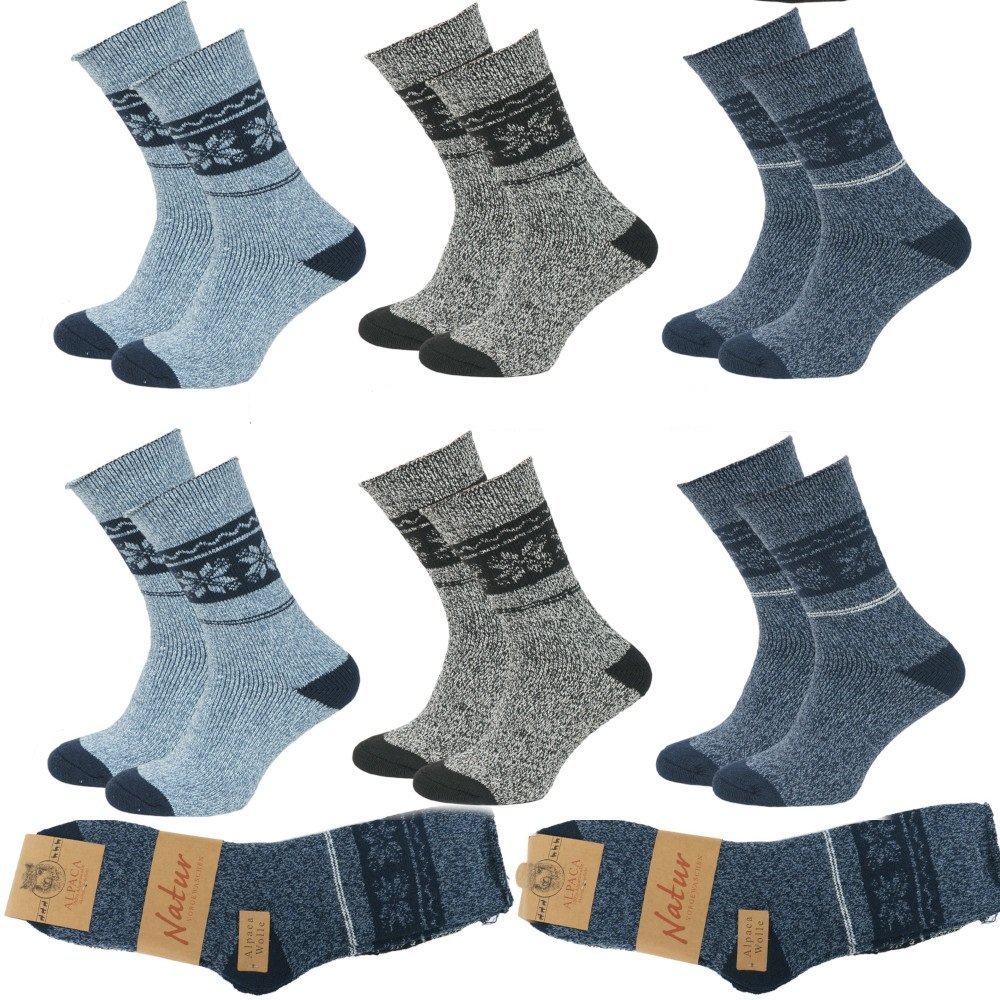 6X SKARPETY MĘSKIE WEŁNIANE CIEPŁE GRUBE ALPAKA 44-47 - SMA6-584A-44-47