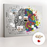 Tablice i flipcharty - Wielka Tablica Korkowa 100x140 cm z grafiką - Abstrakcja mózg + Drewniane Pinezki - miniaturka - grafika 1