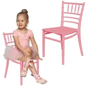 Zestawy mebli dla dzieci - Krzesełko dla dzieci plastikowe z oparciem różowe dziecięce do pokoju - miniaturka - grafika 1