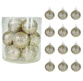 Bombki - BOMBKI CHOINKOWE PLASTIKOWE SZAMPAŃSKIE BROKATOWE 40 MM ZESTAW 12 SZT BOMBKI I OZDOBY CHOINKOWE - miniaturka - grafika 1