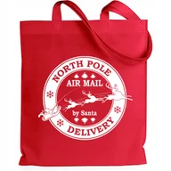Torby i wózki na zakupy - Torba Bawełniana Shoper Świąteczny Prezent Czerwona North Pole Delivery Wz - miniaturka - grafika 1