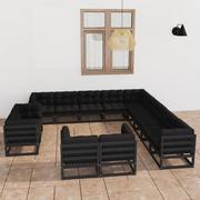 Meble ogrodowe - vidaXL Lumarko 13-cz. zestaw wypoczynkowy do ogrodu, z poduszkami, czarny  3077018 - miniaturka - grafika 1