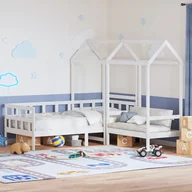 Łóżka dla dzieci i młodzieży - VidaXL Łóżko dzienne z dachem, zestaw, biały, 80x200 cm, sosnowy - miniaturka - grafika 1