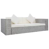 Sofy ogrodowe - vidaXL 3-osobowa sofa z poduszkami, szara, naturalny rattan vidaXL - miniaturka - grafika 1