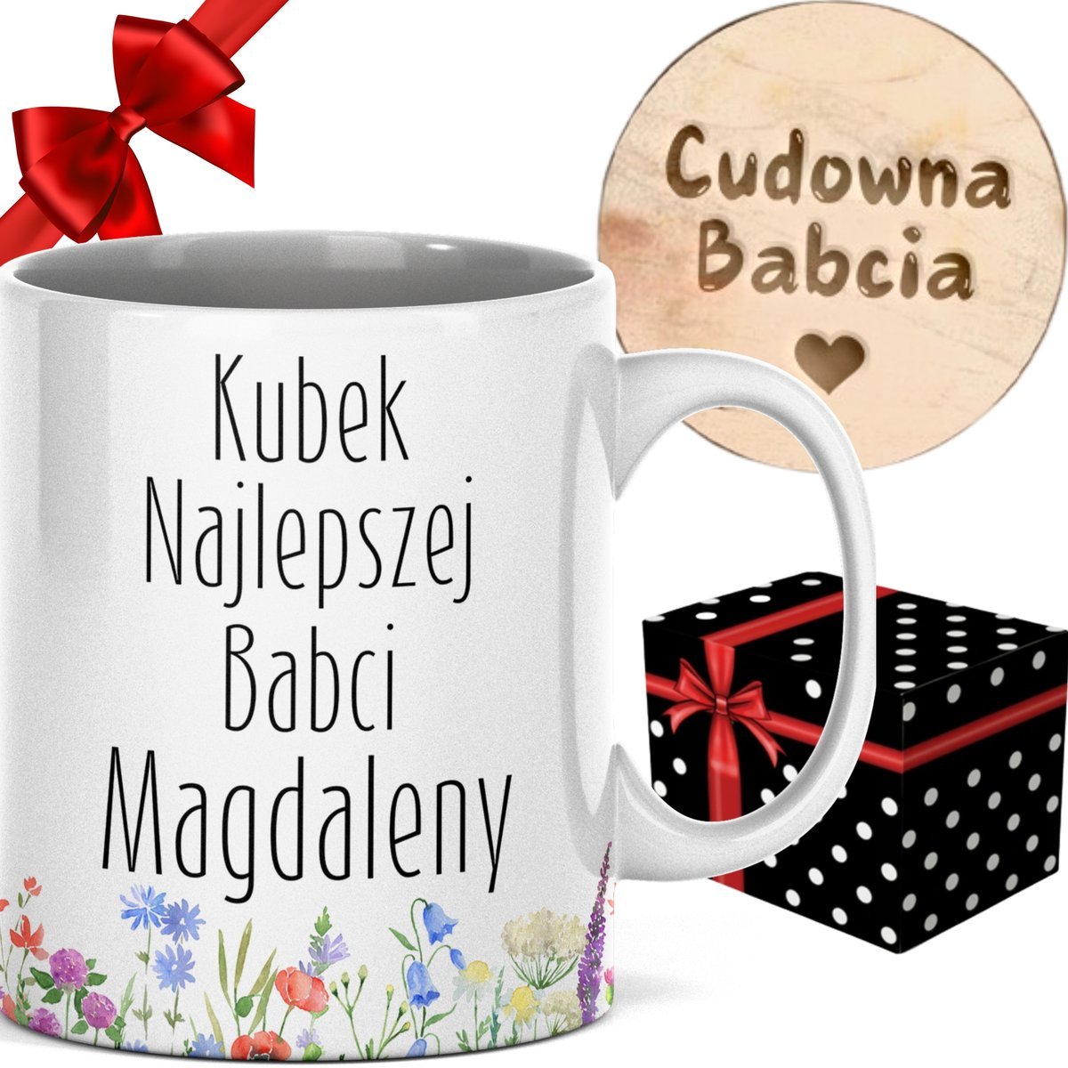 KUBEK Z IMIENIEM BABCI ZESTAW PREZENTOY DLA DZIADKÓW PREZENT OD WNUKÓW
