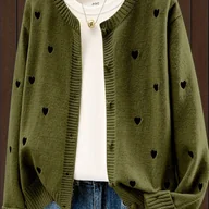 Swetry damskie - TEMU Uroczy Kardigan z Haftem w Kształcie , Przód na Guziki, Elegancka Sweterka na Jesień i Zimę dla Kobiet, Casualowa Dzianina z Otwartym Przodem - miniaturka - grafika 1