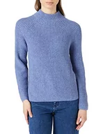 Swetry damskie - TOM TAILOR Damski Sweter ze stójką z raglanowymi rękawami 1022396, 25124 - Blueberry Blue Melange, XL - miniaturka - grafika 1