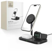 Ładowarki do telefonów - Ładowarka Tech-Protect Ładowarka indukcyjna 3w1 ze stojakiem na smartfon Apple Watch AirPods MagSafe - czarna Ładowarka indukcyjna 3w1 ze stojakiem na smartfon Apple Watch AirPods MagSafe - czarna 9490713930960 - miniaturka - grafika 1