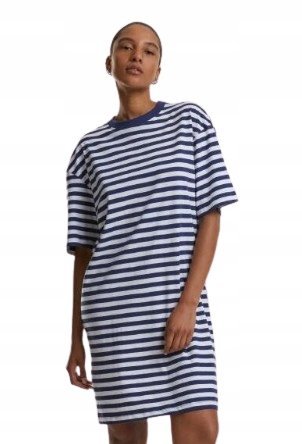 URBAN CLASSICS LUŹNA SUKIENKA MINI W PASKI GRANATOWO BIAŁA XS JQA