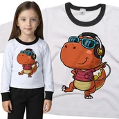 Piżamy dla dziewczynek - Piżama dziecięca Tańczący do Muzyki Dinozaur T Rex 110/116 - VoloDonum - miniaturka - grafika 1