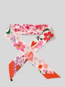 Apaszki i szaliki damskie - Chusta jedwabna z czystego jedwabiu z kwiatowym nadrukiem na całej powierzchni - miniaturka - grafika 1