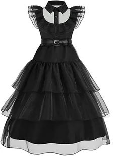Strój Wednesday Addams Sukienka Balowa Włosy 150 - Sukienki - miniaturka - grafika 1