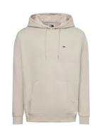 Swetry męskie - Tommy Jeans Męski sweter z kapturem Mężczyźni Bawełna beżowy jednolity, S - miniaturka - grafika 1