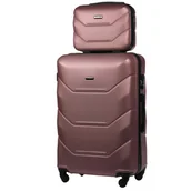 Walizki - Zestaw Walizka Duża + Kuferek z ABS-u (XL+BC) Różowe Złoto - miniaturka - grafika 1