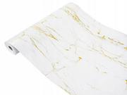 Tapety - Okleina Meblowa Samoprzylepna Marmur Biało-Złoty Na Regał Blat Meble 45x200 - miniaturka - grafika 1