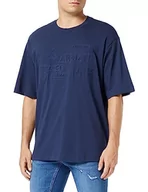 Bluzy męskie - Armani Exchange Męska bluza polo z nadrukiem z nadrukiem z grubej koszulki, z krótkim rękawem, niebieski, XL - miniaturka - grafika 1