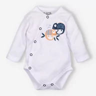 Pajacyki dla niemowląt - Białe body kopertowe KAMELEON z bawełny organicznej dla chłopca-56 - miniaturka - grafika 1