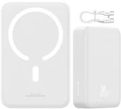Powerbanki - Baseus Powerbank z ładowaniem indukcyjnym Qi, Magnetic Mini, do MagSafe, 20 000mAh, 20W, biały - miniaturka - grafika 1
