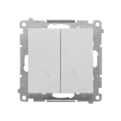 Wyłączniki światła i elektryczne - Wyłącznik schodowy podwójny Simon 55 - aluminium mat - miniaturka - grafika 1