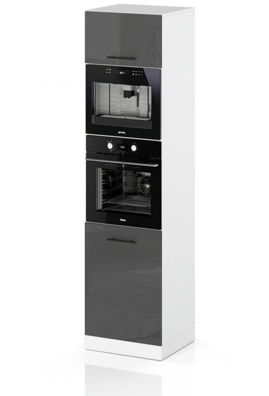 Słupek Kuchenny Stojący 60cm Piekarnik Mikrofala S60m Spremium Szary Połysk