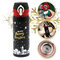Kubki termiczne - KUBEK TERMICZNY, BIDON 500ML TERMOS ŚWIĄTECZNY ZIMOWY czarny BD39CZ - miniaturka - grafika 1