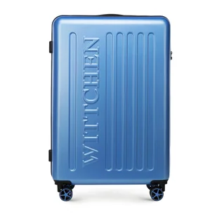 Duża walizka z ABS-u z tłoczonym logo niebieska - Walizki Duża walizka z ABS-u z tłoczonym logo niebieska - Walizki - miniaturka - grafika 1
