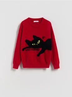 Reserved - Sweter z dzianiny z długim włosem - czerwony - Swetry dla dziewczynek - miniaturka - grafika 1