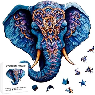 Puzzle Drewniane Wooden A3 dla dzieci i dorosłych 180 el. Słoń - Układanki dla dzieci - miniaturka - grafika 1