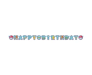Amscan Girlanda papierowa Happy Birthday Pokemon 218x12 cm - Obrusy i serwetki - miniaturka - grafika 1