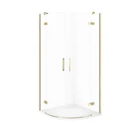 Kabiny prysznicowe - Kabina prysznicowa Cersanit Jota 90x90x195 półokrągła złoty transparentne z brodzikiem tako slim 4cm biały mat S601-443 - miniaturka - grafika 1