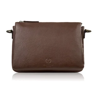 Torebka damska na ramię skórzana brązowa kompaktowa listonoszka IM-04-BR - Torebki damskie - miniaturka - grafika 1