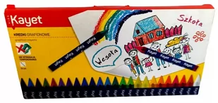 Kredki świecowe grafionowe szkolne KAYET 24 szt. - Kredki, ołówki, pastele i pisaki - miniaturka - grafika 1