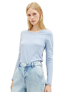 TOM TAILOR Damska koszulka z długim rękawem z napisem Basic, 26320-Stonington Blue, XXL - Koszulki i topy damskie - miniaturka - grafika 1