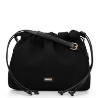 Torebki damskie - Damska torebka typu worek z troczkami czarna - miniaturka - grafika 1