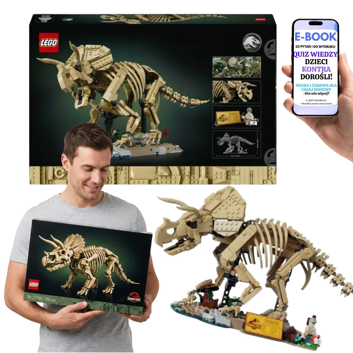 LEGO Jurassic World Skamieniałość Triceratopsa 77985 Model Do Budowania Prezent Dla Fana Dinozaurów