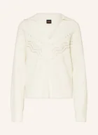 Swetry damskie - Boss Sweter Fortelli Z Dodatkiem Alpaki weiss - BOSS - miniaturka - grafika 1