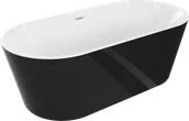 Wanny - Mexen Luna wanna wolnostojąca 150 x 75 cm, biała/czarna, przelew biały - 52031507575-20 - miniaturka - grafika 1