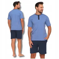 Piżamy damskie - Piżama Męska Gładka T-Shirt Krótki Rękaw Krótkie Spodenki Szorty MORAJ XXL - miniaturka - grafika 1