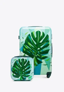 Duża walizka i kosmetyczka z ABS-u z nadrukiem zielono - niebieskie - Walizki Duża walizka i kosmetyczka z ABS-u z nadrukiem zielono - niebieskie - Walizki - miniaturka - grafika 1