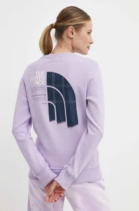 The North Face bluza bawełniana damska kolor fioletowy gładka NF0A87EYQZI1 - Bluzy damskie - miniaturka - grafika 1