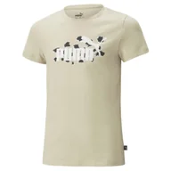 Koszulki dla dziewczynek - Koszulka dziewczęca Puma ESS+ Animal beżowa 67351688-152 - miniaturka - grafika 1