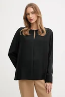 Bluzki damskie - Tommy Hilfiger bluzka damska kolor czarny gładka WW0WW47339 - miniaturka - grafika 1