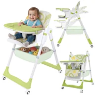 Krzesełka do karmienia - DUŻE SKŁADANE WIELOFUNKCYJNE KRZESEŁKO DO KARMIENIA 5W1 PAPUŚ OLIWKOWE - miniaturka - grafika 1