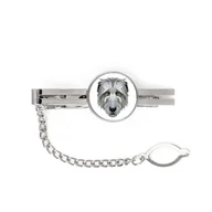 Spinki do mankietów i krawatów - Wilczarz irlandzki, Irish wolfhound -geometryczna spinka ze zdjęciem i napisem do krawata Art-Dog - miniaturka - grafika 1