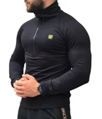 Bluzy męskie - Bluza czarna męska ze stójką, rozpinana do połowy Furia - miniaturka - grafika 1