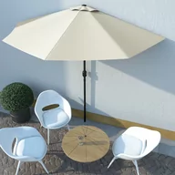 Parasole ogrodowe - vidaXL Półparasol na słupku aluminiowym, 300 x 150 cm, piaskowy - miniaturka - grafika 1