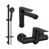 Baterie umywalkowe - Mexen Pecos DQ40 zestaw prysznicowy, czarny - miniaturka - grafika 1